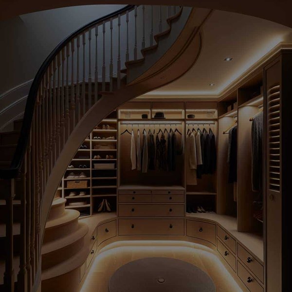 Comment aménager un dressing sur-mesure sous des escaliers tournants ?